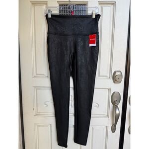SPANX Black Faux-Snakeskin High-Waist Leggings